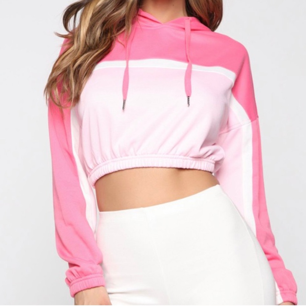 Pink hoodie crop top size small